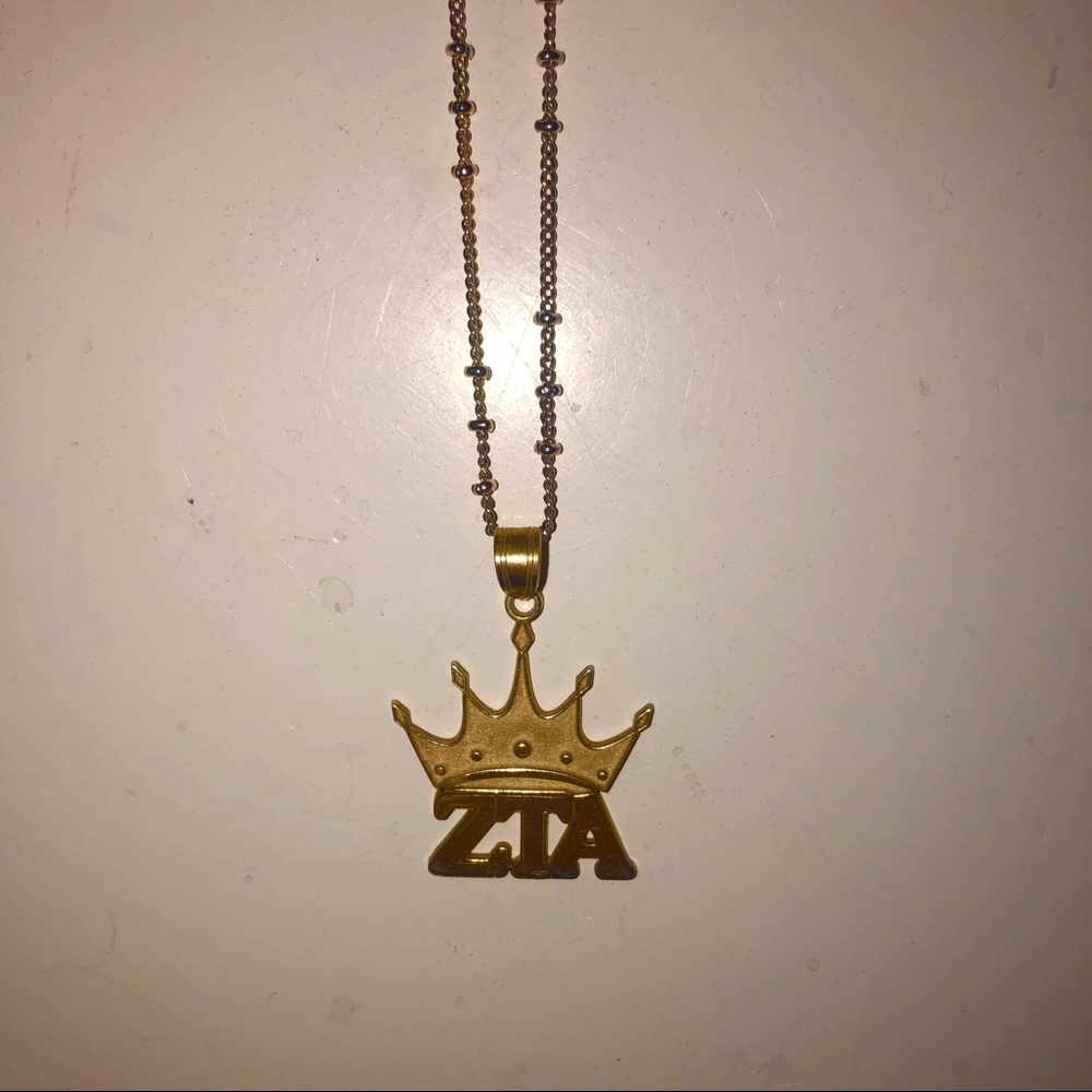 Adjustable Gold Zeta Tau Alpha Crown Necklace 👑